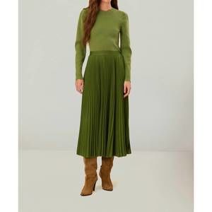 FARM Rio Green Pleated Midi Skirt